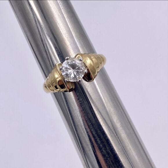 LIND 14K HGE Cubic Zirconia Vintage Costume Engagement Ring - Picture 3 of 16